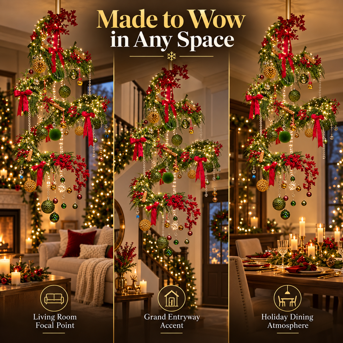 ✨ ChristmasTwirl™ Pre-Lit Hanging Spiral Christmas Tree – Magical Ceiling Holiday Decor