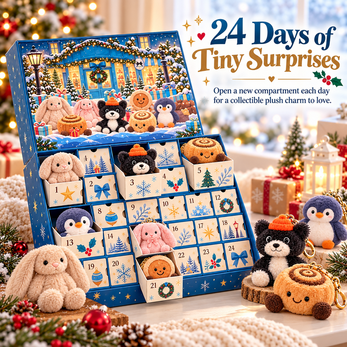 24 numbered compartments with plush surprises