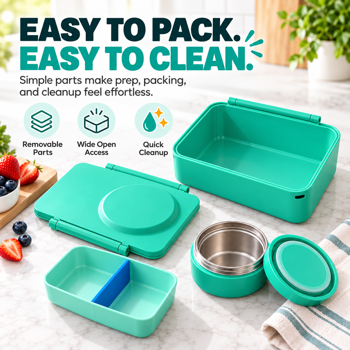 🍱 FreshMate™ Insulated Bento Lunch Box – 2-in-1 Meal & Snack Container