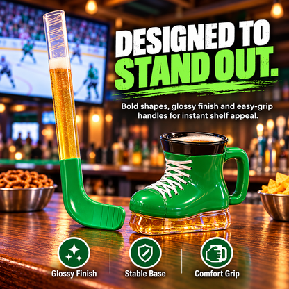 🍻 IceRink™ Hockey Skate Mug & Stick Set – Unique Game Day Drinkware Gift