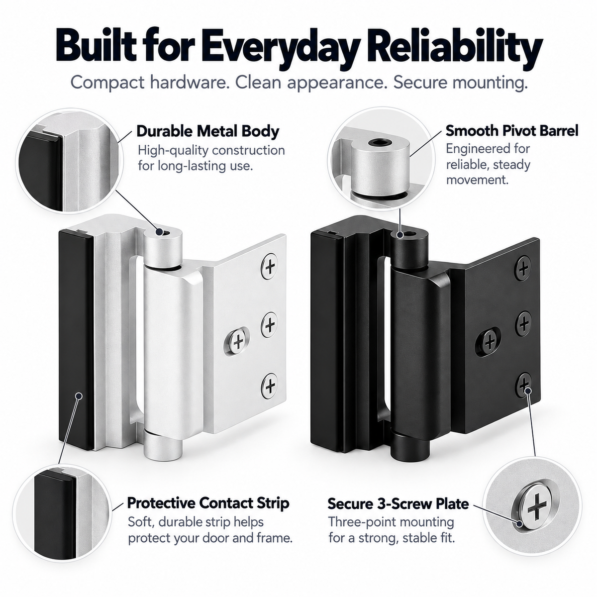 SlimPro™ Compact Side-Mount Door Hinge, Modern Minimalist Cabinet & Door Hardware, Space-Saving Design, Easy Installation Pivot Hinge
