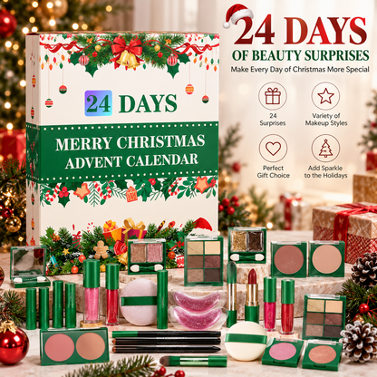 24-Day Beauty Advent Calendar for Women, Christmas Makeup Countdown Gift Set with Daily Cosmetic Surprises, Eyeshadow, Lip Gloss, Blush & Beauty Accessories, Holiday Gift for Girls & Makeup Lovers