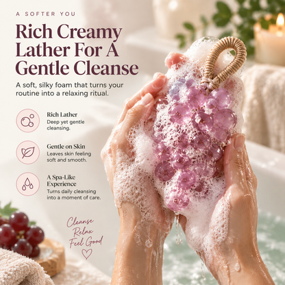 Handmade Grape Soap On a Rope - Natural Gentle Plant-Based Cleanser, Decorative Interesting Shape, Daily Body Care for Adults, Ideal Gift