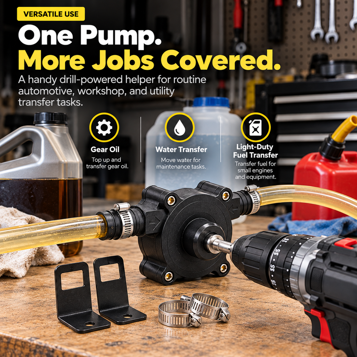 🔧 FlowMaster Pro™ Drill-Powered Transfer Pump