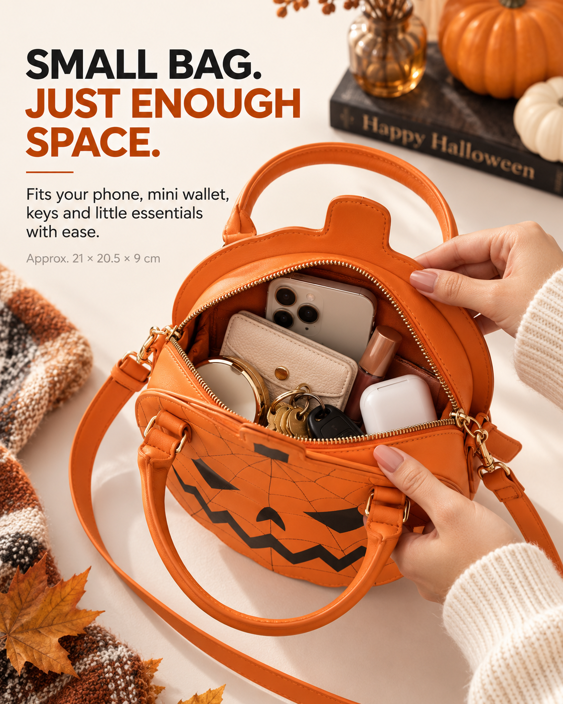 Spooky Jack-O-Lantern Pumpkin Crossbody Bag Novelty Spiderweb Stitching Handbag Aesthetic Halloween Party Purse for Women