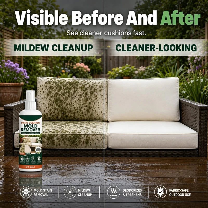 🎉 Patio Cushion Mold & Mildew Remover Spray – Powerful Outdoor Fabric Stain Cleaner