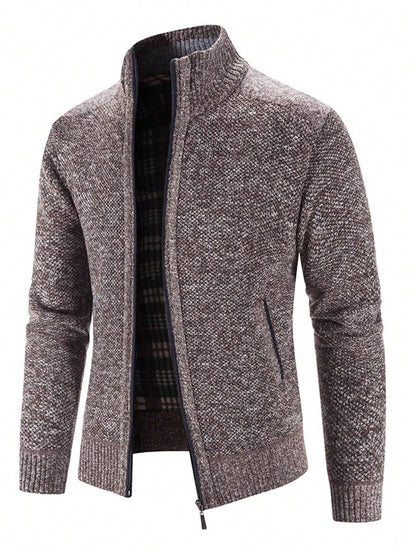 Men Zip Up Thermal Cardigan