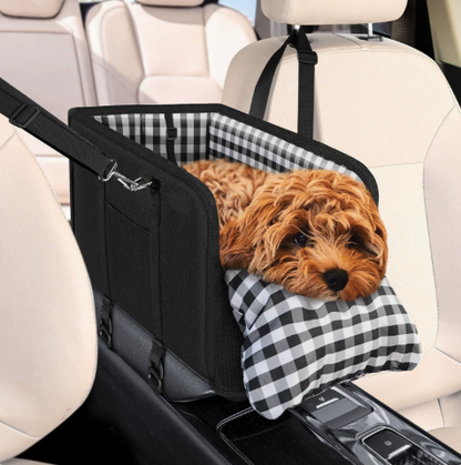 🐶 PawRide™ Center Console Dog Booster Seat – Cozy Elevated Car Seat for Small Dogs