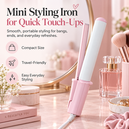 Mini Hair Straightener & Curling Iron – Portable 2-in-1 Styling Tool for Bangs, Short Hair & Quick Touch-Ups, Compact Travel Hair Styler for Women