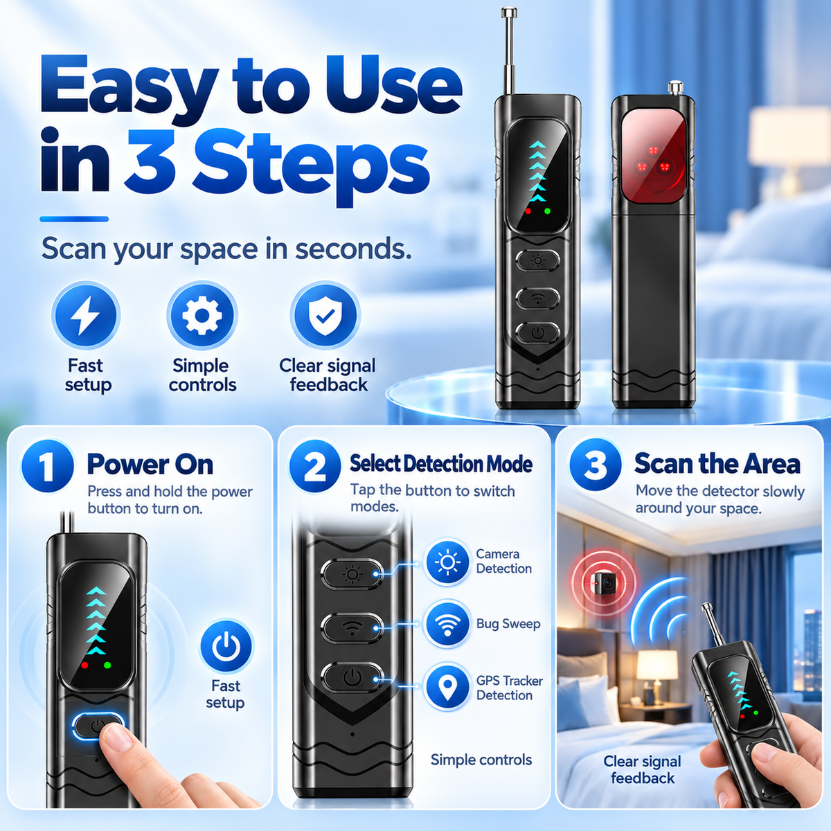🛡️ SpyGuard Pro™ Smart Anti-Spy Detector – Hidden Camera, Bug & GPS Tracker Scanner