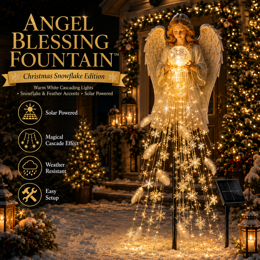 ✨ Angel Blessing Fountain – Solar Cascading Snowflake Garden Light 👼