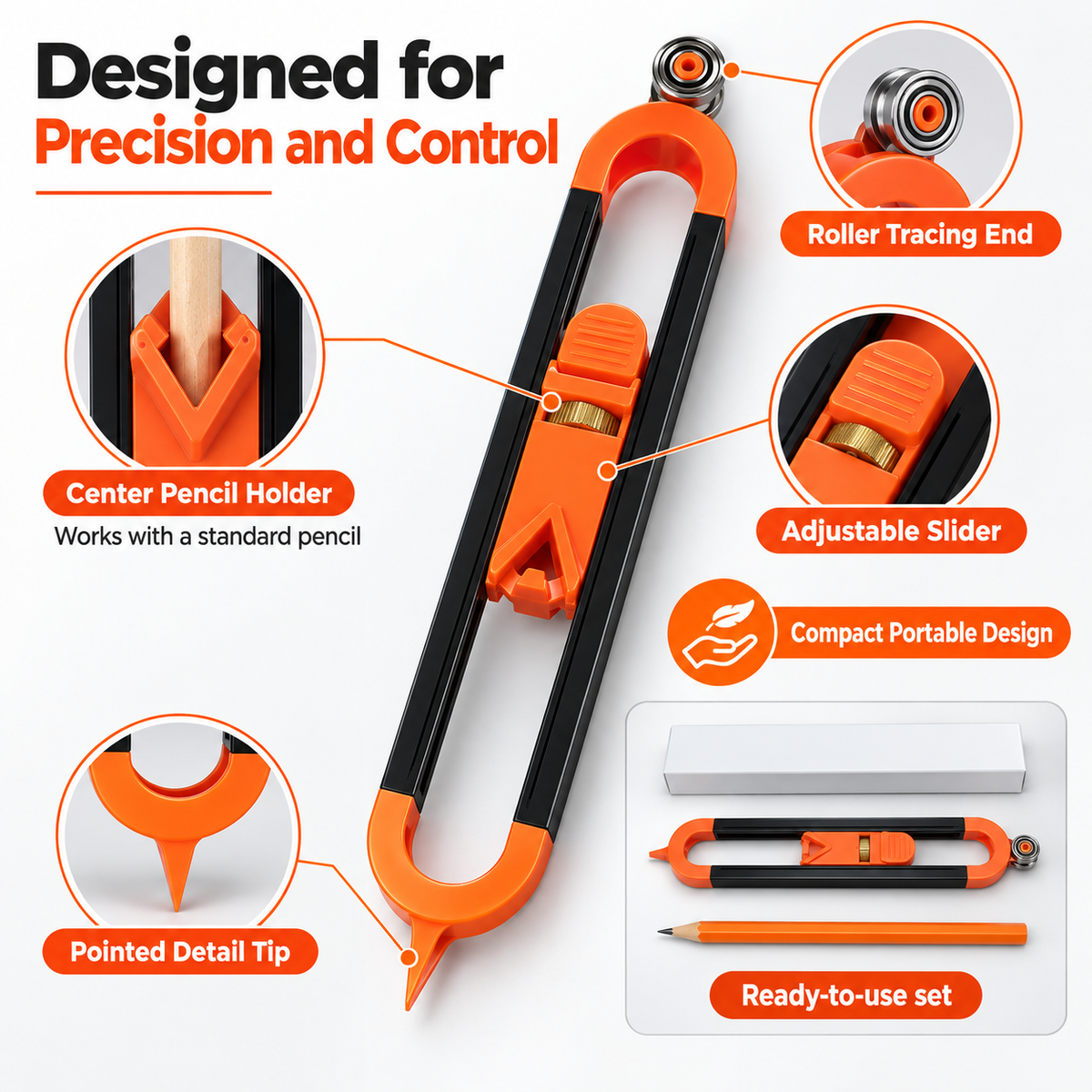📐 TraceMaster™ Adjustable Contour Tracing Tool – Precision Edge & Shape Copying Scribe for DIY & Woodworking