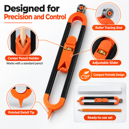 📐 TraceMaster™ Adjustable Contour Tracing Tool – Precision Edge & Shape Copying Scribe for DIY & Woodworking