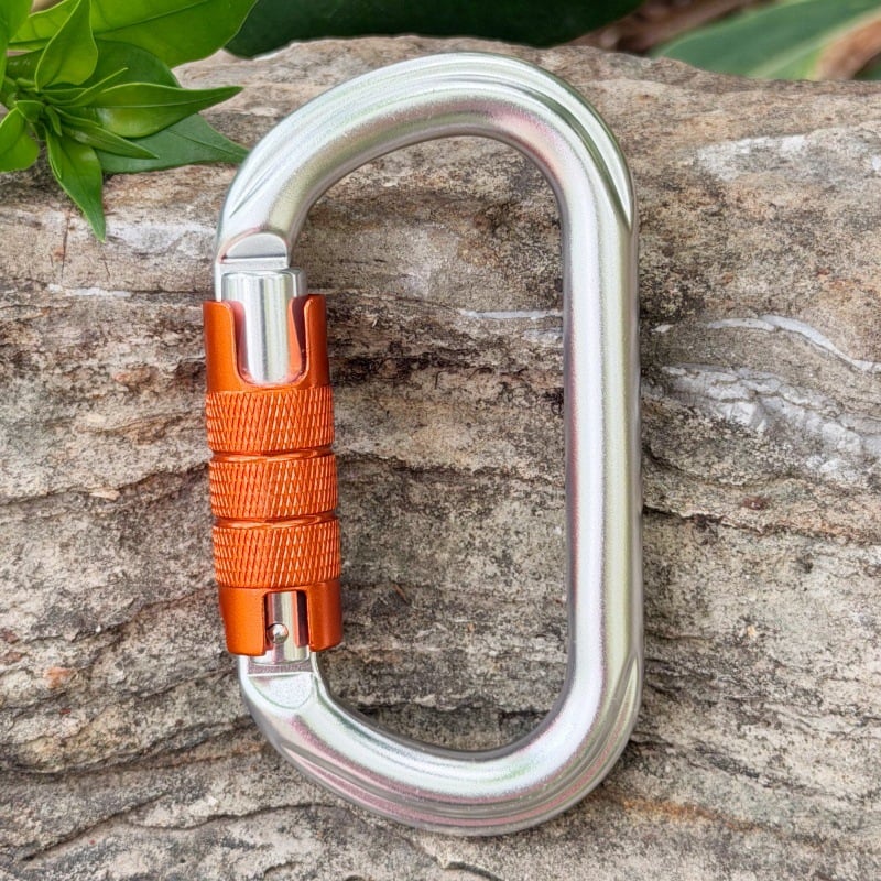 Silver auto-locking carabiner