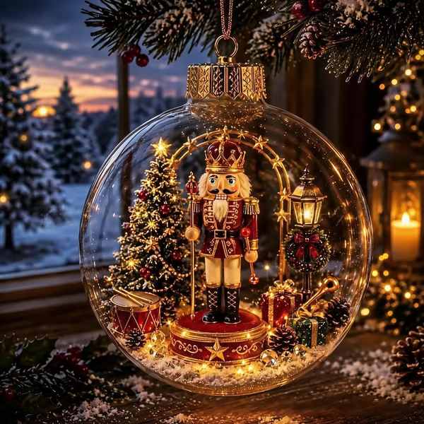 Glowing Nutcracker Christmas diorama ornament