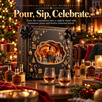 24-Day Whiskey Advent Calendar 2026, Premium Holiday Countdown Gift Box with Collectible Mini Bottles, Festive Christmas Whiskey Gift for Men, Dads, Husbands & Whiskey Lovers