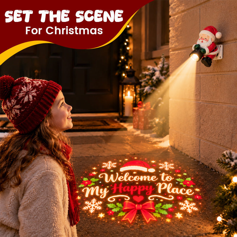 🔥HOT SALE🎅💡 Santa Christmas Welcome Projector – Festive Holiday Doorway Light with Remote Control ✨