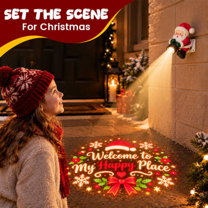 🔥HOT SALE🎅💡 Santa Christmas Welcome Projector – Festive Holiday Doorway Light with Remote Control ✨