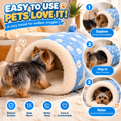🐾 CozyPaws™ Plush Pet Tunnel Bed – A Snuggly Hideaway