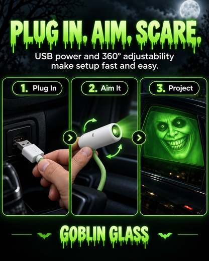 Goblin Glass Halloween Car Projector – USB Window Scare Light