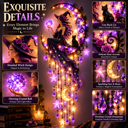 🌙 Enchanted Witch Moon LED Wall Decor ✨