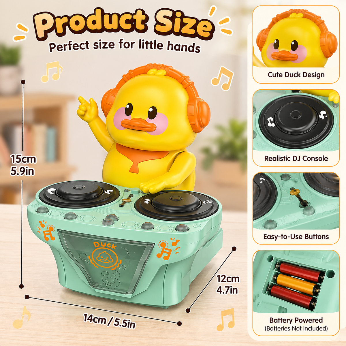 Interactive DJ Dancing Duck Toy with Music & LED Lights, Electric Moving Musical Toy for Toddlers & Kids Musical Light Up Cute