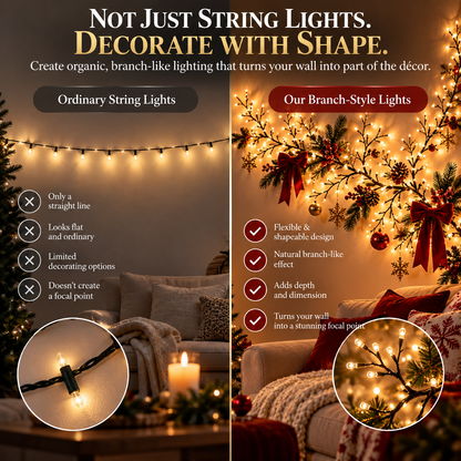 ChristmasGlow™ Flexible Branch-Style Holiday Lights with Remote Control