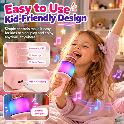 SingGlow™ – Kids Karaoke Microphone with Colorful LED Lights