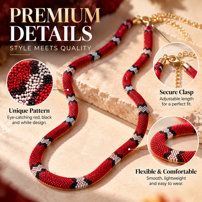 🐍 Crimson Snake-Style Statement Necklace – Bold & Unique Everyday Jewelry