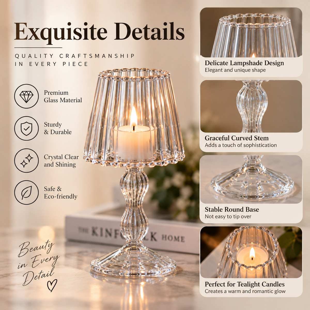 Lumière Glass Tealight Candle Holder – Elegant Tabletop Ambience