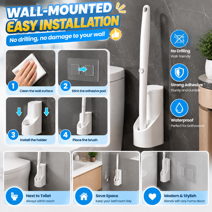 🚽 CleanNest™ Wall-Mounted Toilet Brush Set – 8 Refill Heads