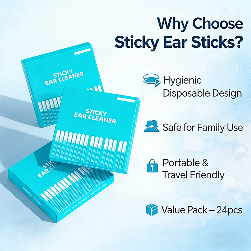 24-piece Sticky Ear Cleaner boxes and transparent ear cleaning sticks