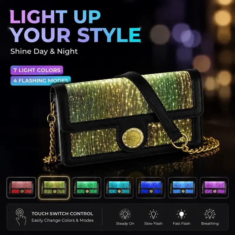 ✨ GlowVibe™ Light-Up Crossbody Bag – 7-Color LED Purse for Festivals & Nights Out
