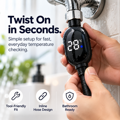 Digital Shower Thermometer with LED Display, Real-Time Water Temperature Monitor, Easy-Install Waterproof Shower Temperature Gauge for Bathroom
