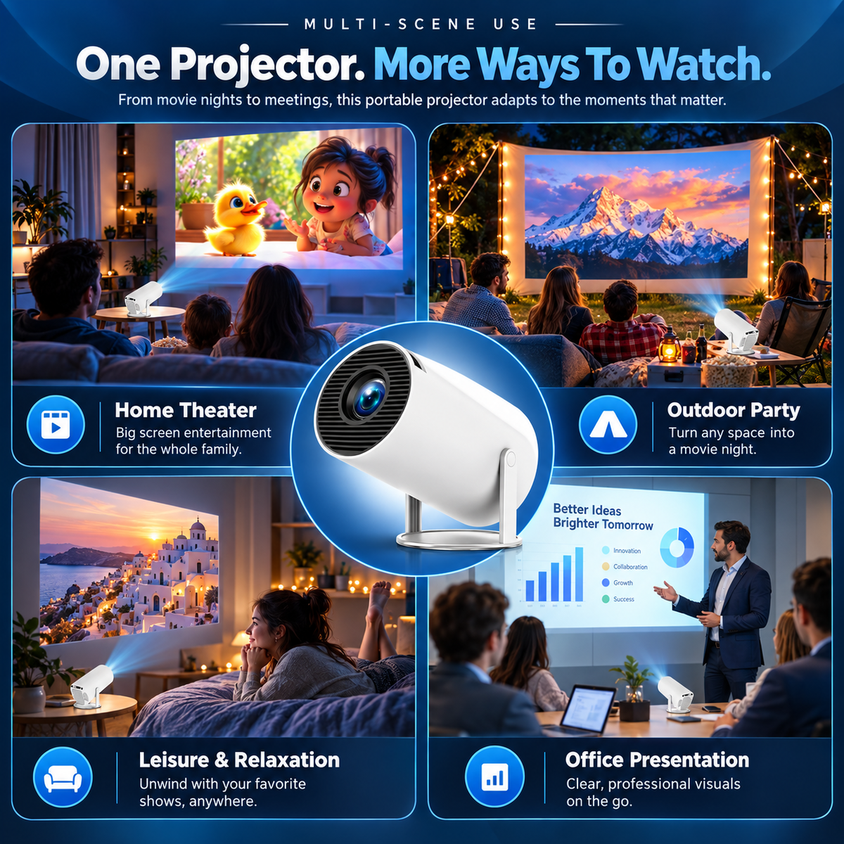 🎬 CineGo™ Mini Projector – Portable HD Home Theater Projector for Movies, Gaming & Outdoor Fun