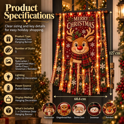 🎄✨ Christmas Glow Door Banner – Light-Up Holiday Welcome Decor for a Festive Entrance