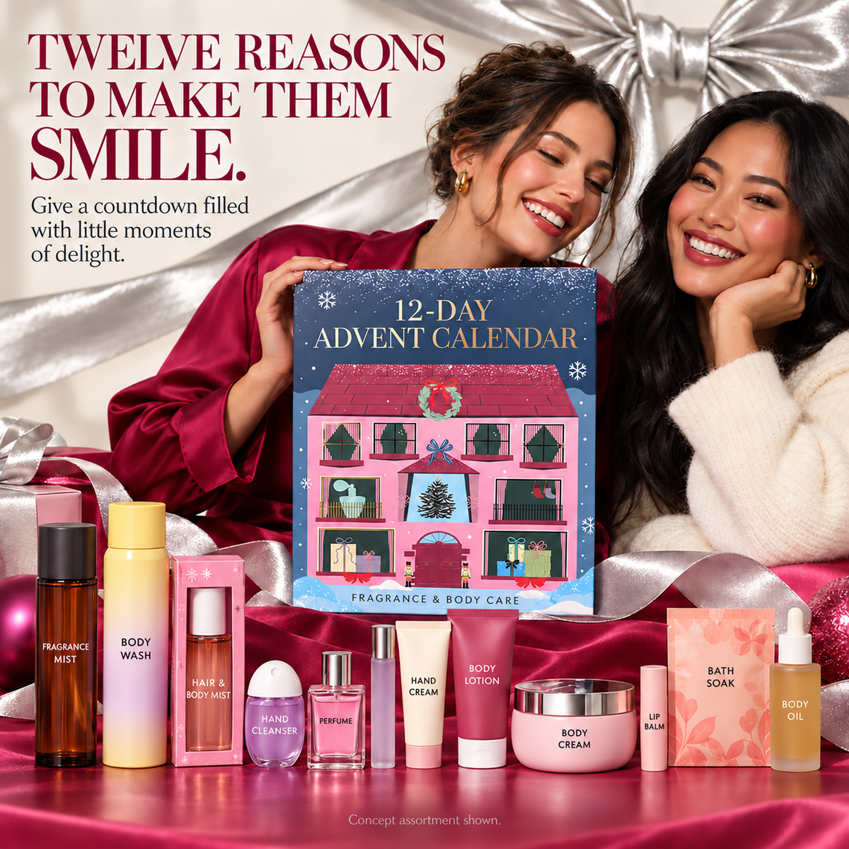 🎄 MerryGlow 12-Day Fragrance & Body Care Advent Calendar