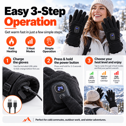 🔥 HeatCore™ Rechargeable Heated Gloves – 3-Mode Smart Heating & Touchscreen Winter Gloves