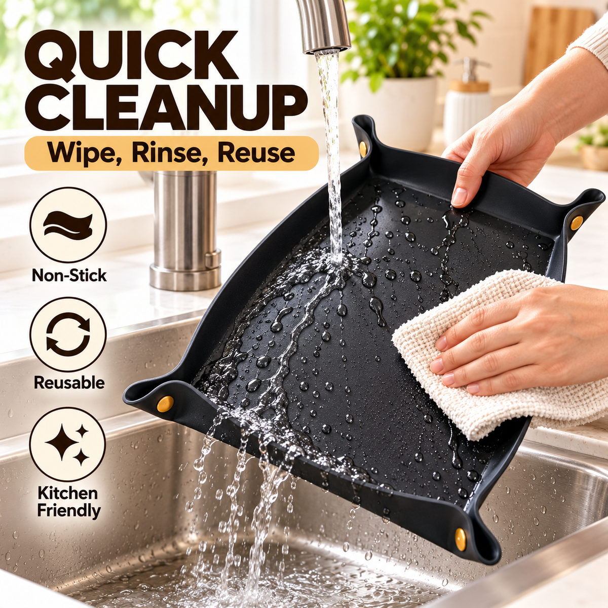 🍳 FlexiTray™ Non-Stick Food Prep Tray – Flexible, Reusable & Easy to Clean