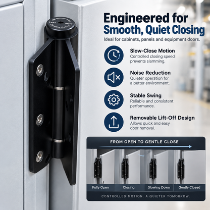 Adjustable Self-Closing Door Hinge – Heavy-Duty Lift-Off Hinge with Quiet Smooth Rotation, Adjustable Closing Force & Durable Black Finish