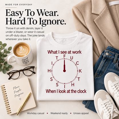 😂 ClockOut™ Office Humor T-Shirt – Funny Workday Graphic Tee for Coffee Breaks, Coworkers & Casual Days