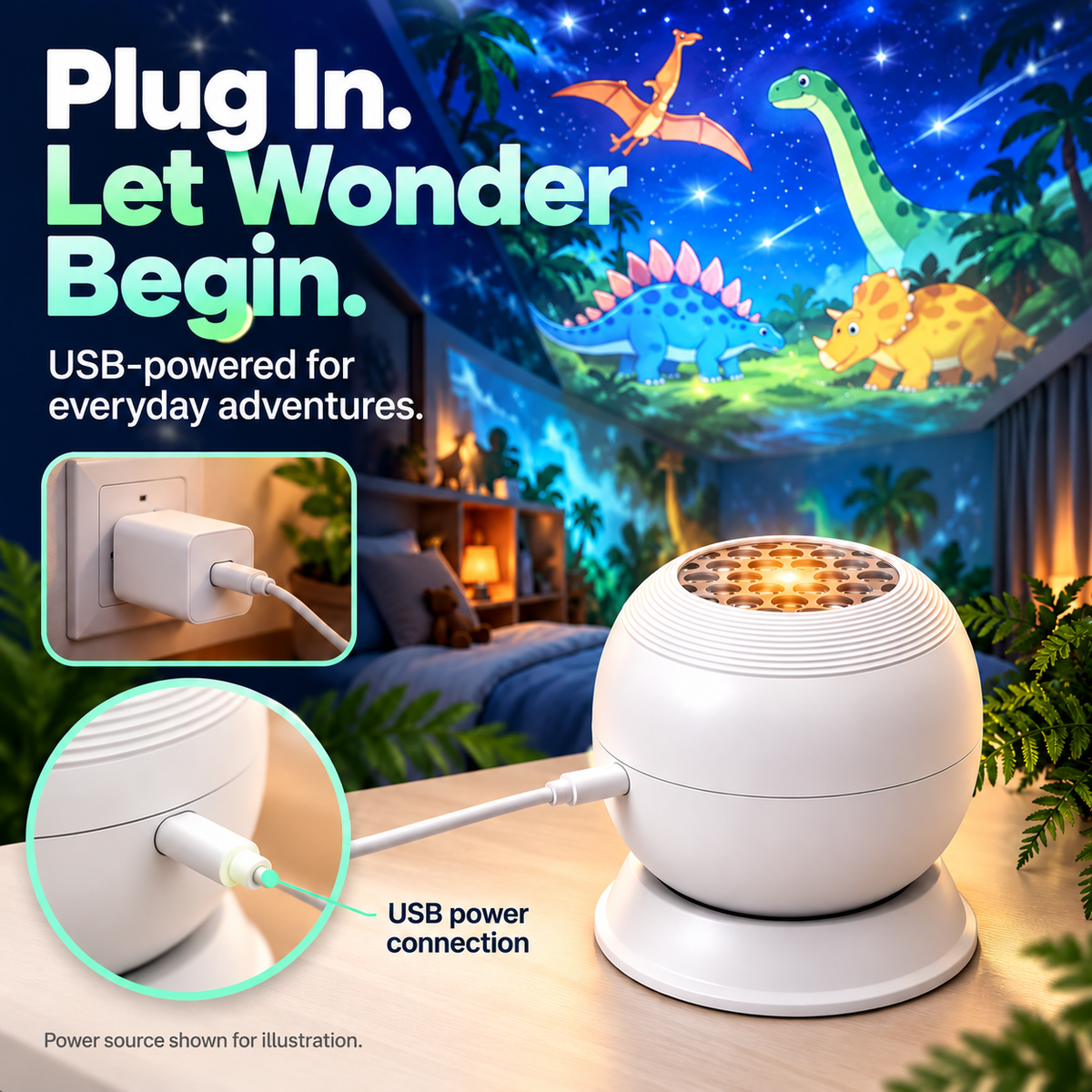 🦖 Dinosaur Night Light Projector – A Little World of Wonder