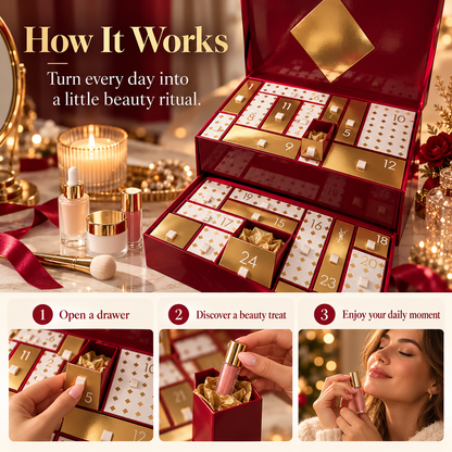 💄 LuxeVault™ 24-Day Beauty Advent Calendar – Luxury Countdown Gift Box with Reusable Storage Case