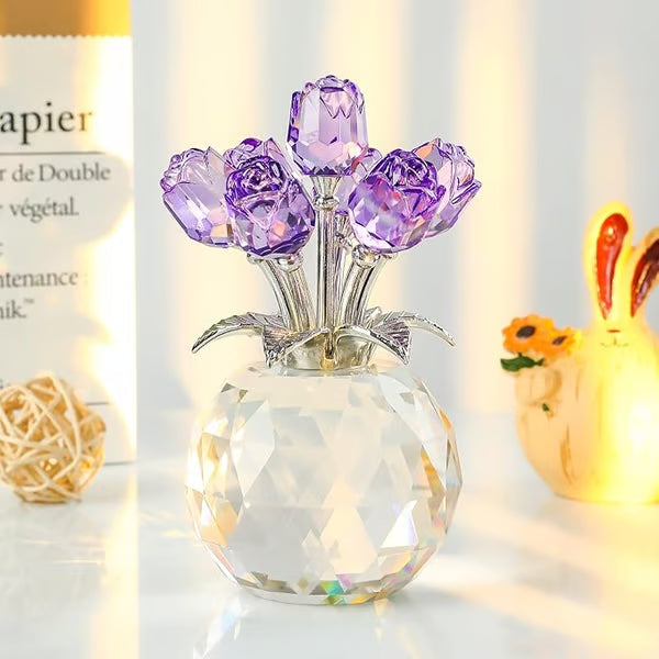 Purple faceted crystal rose bouquet decoration