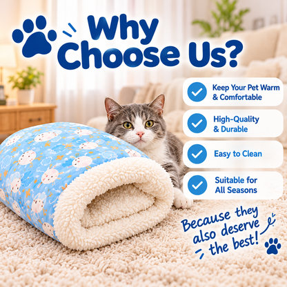 🐾 CozyPaw™ Plush Pet Sleeping Bag – Warm & Cozy Cat Bed