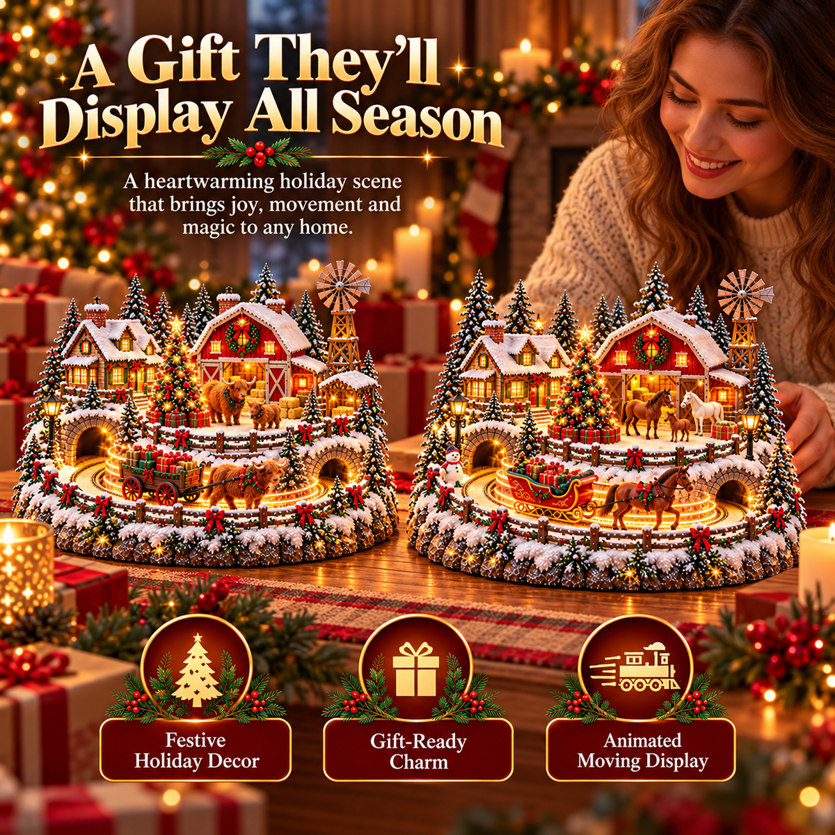 🎄✨ Magical Christmas Village Decor | Light-Up Animated Holiday Scene 🎁