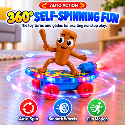 🛹 360° Spinning LED Skateboard Toy – Colorful Light-Up Action Toy for Kids