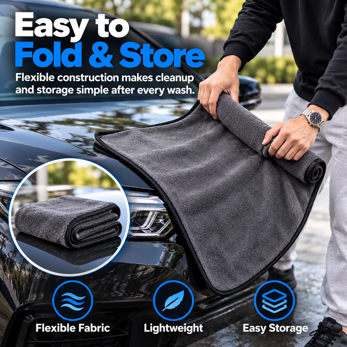 🚗 AquaMax™ Car Drying Towel – Ultra Absorbent Oversized Microfiber Towel for Spotless Shine