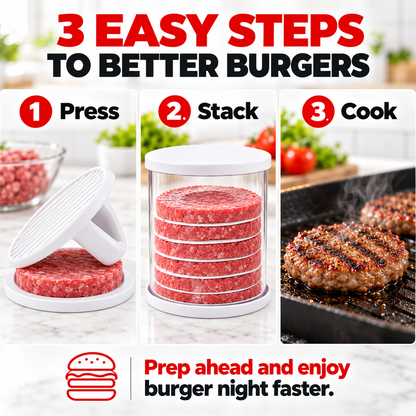 🍔 PattyPro™ Burger Press & Storage Set – Perfect Patties, Ready to Stack