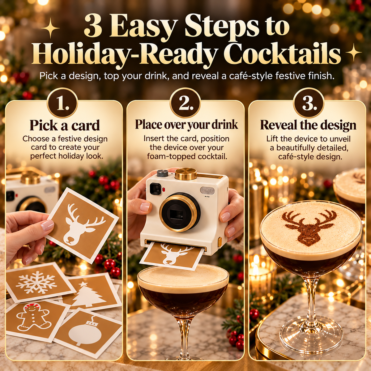 ☕📸 LatteSnap™ – One-Click Coffee Art Magic Camera with 8 Creative Design Cards ✨🎨